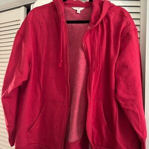 Terra & Sky Red Zip-Up Hooded Sweatshirt